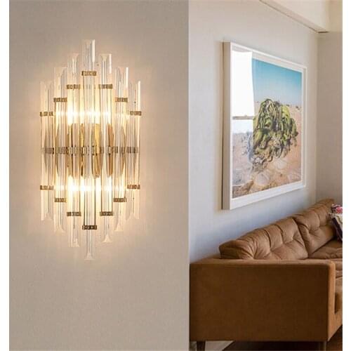 Luxury Crystal Wall Lamp Living Room TV Background Wall Light Modern Minimalist Villa Club Hall Home Decoration Lamp Lighting