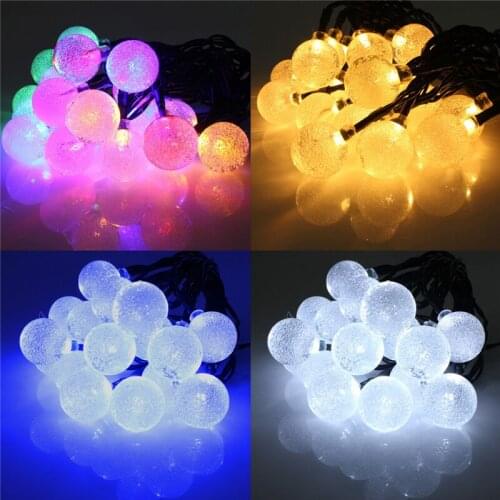 20LED Solar Christmas Light String LED Holiday Light Crystal Ball Light Garden Fence Road Landscape Decoration Light