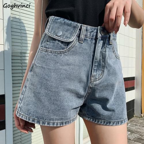 Shorts Women Summer Denim Pockets Washed Vintage Korean-style Womens Short Leisure High-waist All-match BF Streetwear Chic Retro
