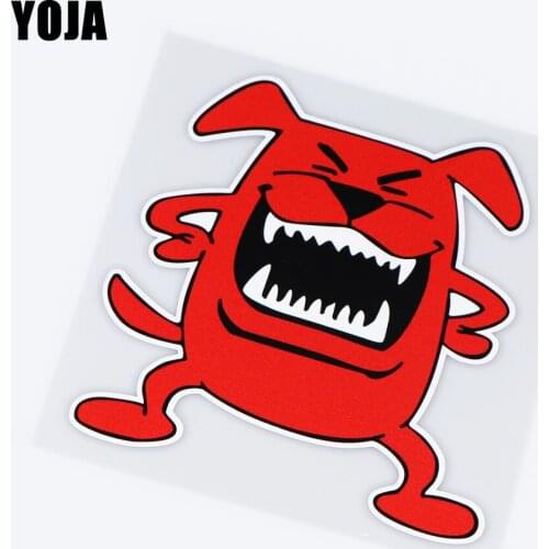 YOJA 14.8X15.5CM Laughing Dog Cartoon Pattern Car Sticekr Funny Creative Vinyl Decal 19B-0015