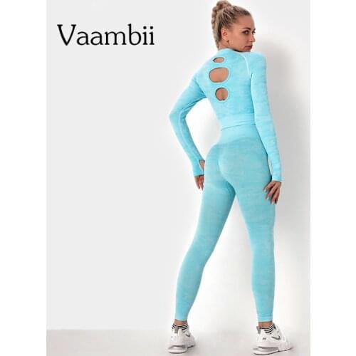 Camouflage Suit Seamless Leggings For Fitness Sports Top Womens Tracksuit Two Piece Set Women Clothing Sportswear Yoga Sport