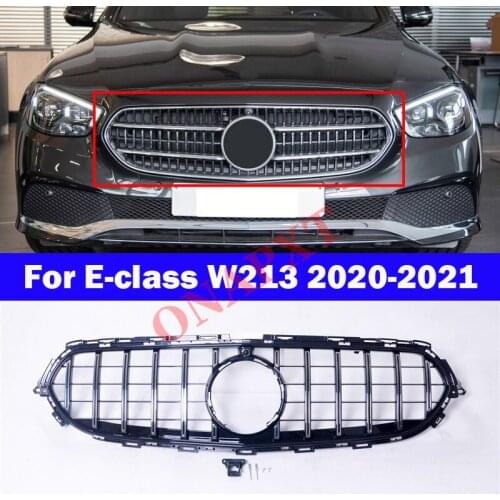 Car Styling Center Grill For Mercedes-Benz E-class 2020-2021 W213 GT Style ABS Front Bumper Vertical Bar Middle Grill