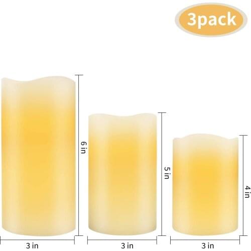LED Electronic Candle Flameless 4" 5" 6" Set of 3 Battery Operated Led Bulb Waterproof Holiday Lighting Night Lamp Wedding Party