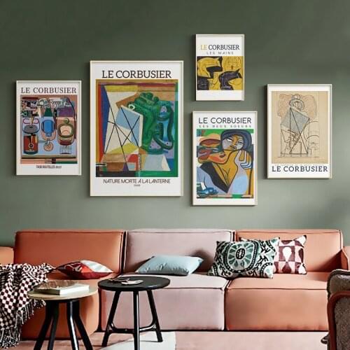 Le Corbusier Exhibition Poster Abstract Artwork Museum Print Mid Century Wall Art Canvas Painting Picture for Office Home Decor