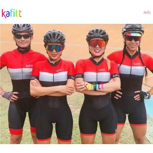 2021Kafitt Womens Triathlon Short Sleeve Cycling Jersey Sets Skinsuit Maillot Ropa Ciclismo Go Pro Team Bike Clothes Jumpsuit