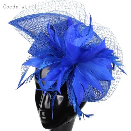 Elegant Bride Women Wedding Headwear Veils Fascinators Accessories Hats Mesh Ladies Headdress With Flower Headband Fedora Cap