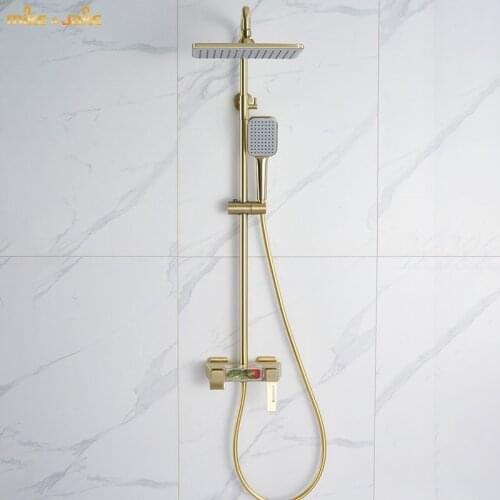 Brusher gold shower mixer matte frosted gold bath shower rainfall shower mixer set shower tap bath hot and cold shower mixer