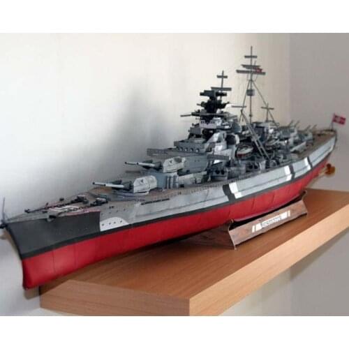1:300 Germany Bismarck Battle Cruiser Ship PaperCraft 3D Paper Model Plans Military Weapon Paper Model Toys Ship Model DIY Decor
