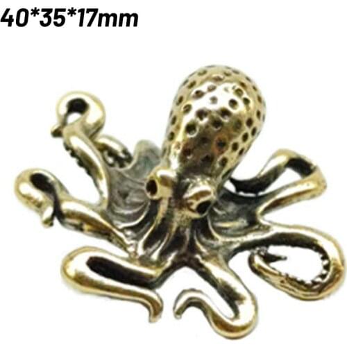 1*Figurines Brass Octopus Octopus Ornaments Pure Copper Octopus Tea Ceremony Accessories Fine Workmanship