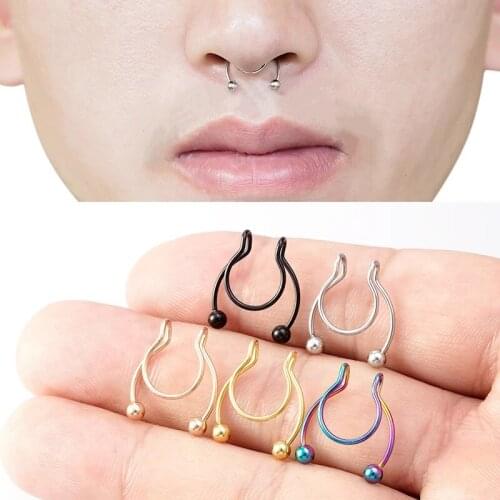 1PC Nose Ring 2020 New Nose Clip Medical Stainless Steel Hot Sale Nasal Septum Fake Nose Ring Piercing Jewelry