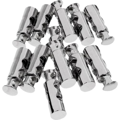 12Pcs Metal Stop Two Hole Toggle Fastener Cord Lock for Drawstrings