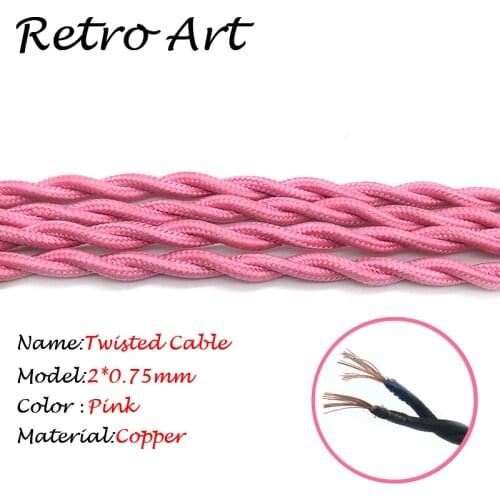2*0.75mm Antique Fabric Braided Cable vintage twisted electrical lamp wire
