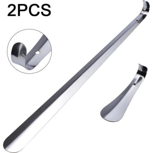 2Pcs Stainless Steel Shoehorn Easy Handle Stainless Steel Shoe Horn Durable Universal Long Handle Shoe Puller