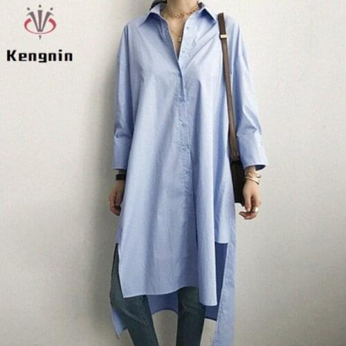 2021 Spring Autumn Womens Blouse Long Sleeve Asymmetrical Ladies Shirts Loose Female Clothing Solid Color Plus Size Tops KN107