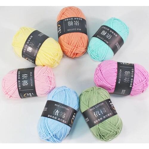 50g/Roll 10 Rolls 4 Strand Cotton Milk Yarn Soft Baby Clothing Knitting Sweater Dolls DIY Crochet Yarn Craft Multi-Color