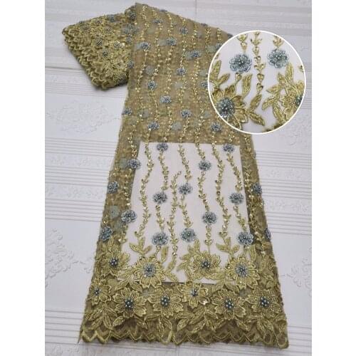 African Net Lace Fabric 2021 High Quality Flower Lace Nigerian Wedding Lace Fabrics Handmade Beaded French Tulle Lace Material