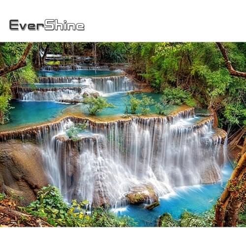 EverShine Diamond Embroidery Nature Scenery Diamond Painting Full Drill Round Waterfall Beads Pictures Kits Diamond Mosaic Art