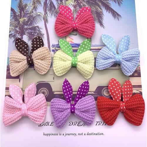 21Pcs/Lot 5.5cm Hand Wool Bow DIY Craft Supplie Wedding Party Decor Gift Packing Bowknots Sewing Headwear Accessories Appliques