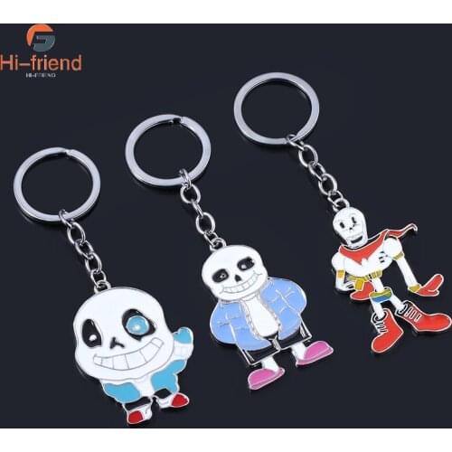 Game Undertale Keychain Sans Papyrus High Quality Cute Panda Skull Pendant Key Ring for Women Man Cosplay Prop Halloween Gift