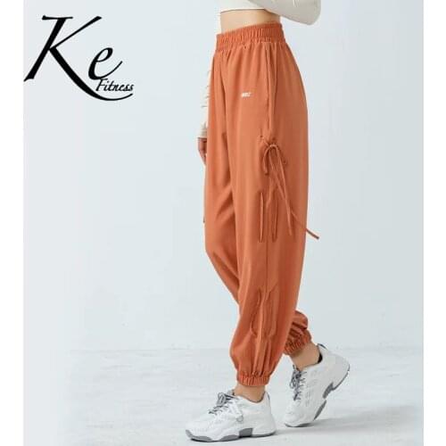 KE2021 quick-drying loose casual sports pants womens feet feet breathable and cool training running fitness yoga pants