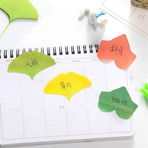 DL Korean stationery creative simulation leaves convenience sticker of Ginkgo biloba note paper N sticker decoration Creative