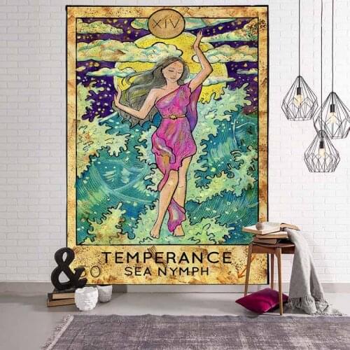 Ancient Astrology Witchcraft Tapestry Wall Hanging Medieval Europe Vintage Tarot Divination Tapestry Decor Psychedelic Tapestry