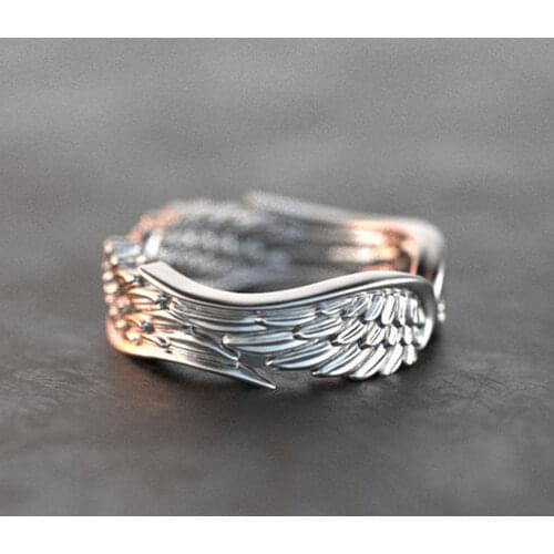 Huitan Simple Stylish Women Wings Rings Metal Silver Plated Romantic Girl Gift Versatile Ring for Party Ladies Fashion Jewelry