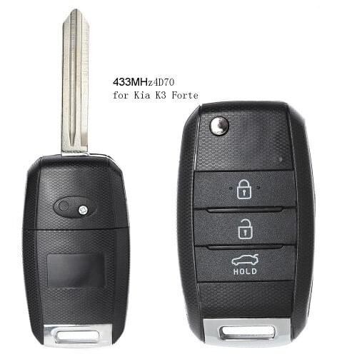 KEYECU New Replacement Folding Flip Remote Key 3 Button 433MHz For Kia K3 Forte 2013 2014 2015 With 4D70 Chip