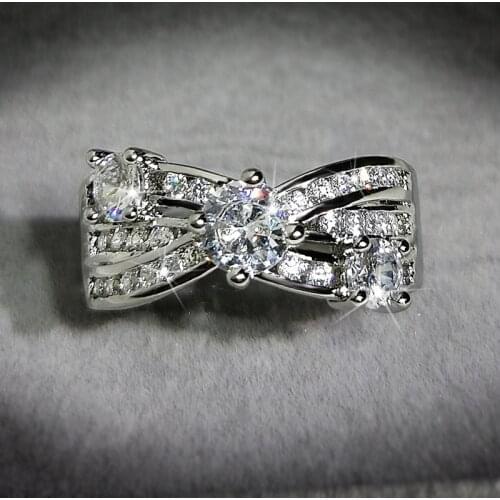 Cute Bling Zircon Stone Silver Color Rings for Women Wedding Engagement Ring Fashion Jewelry 2020