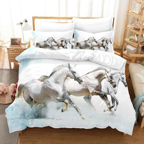 White Horse 3d Bedding Set Animal Comforter Scenery Duvet Cover Sets Bed Linen Fashion Luxury Twin Queen King Single Size Gift