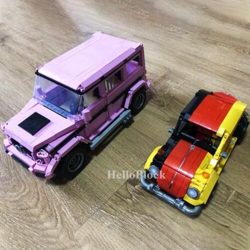 In stock Machinery European Retro Car Building Blocks Super Speed Vehicle 3D Modle classify Car Bricks G500 off-road vehicle