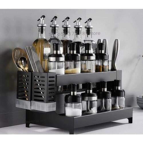 Seasoning box combination set seasoning jar seasoning rack soy vinegar oil bottle pot salt shaker glass kitchen supplies rack