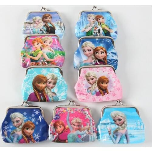 Random 1 piece PVC Cartoon Girl Coin Purse Child Coin Purse Student Wallet Child Birthday Party Gift Favo Princess Frozen Sofia