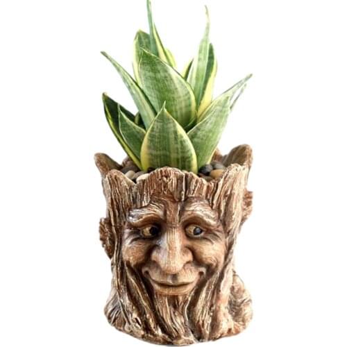 Creative Resin Old Tree Man Flower Pot Garden Outdoor Imitation Tree Head Old Man Planter Funny Home Decoration Gift