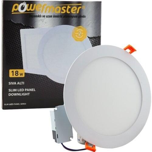 POWERMASTER 18 WATT SIVA SIX 6500K WHITE 205MM ROUND SLIM LED-ECO SPOT PANEL