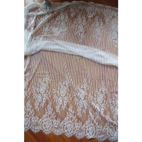 3 yards Chantilly Eyelash Lace Fabric Retro Floral Lace Fabric With Strips