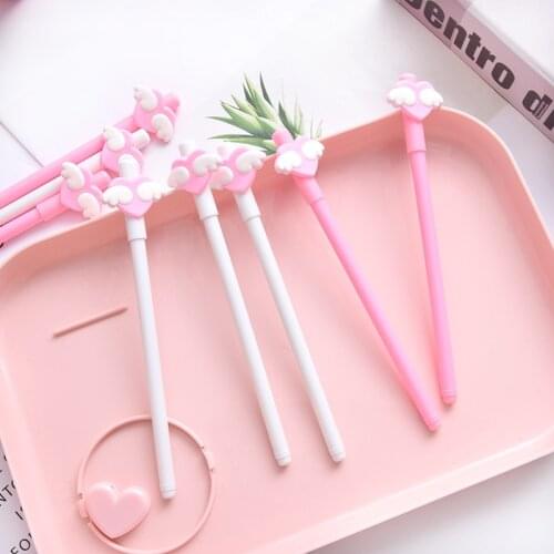 1pcs Wings of Love Ballpoint Pen School Stationeries School Supplies Lovely Kawaii Cute Beautiful Colour Office Black 0.5mm