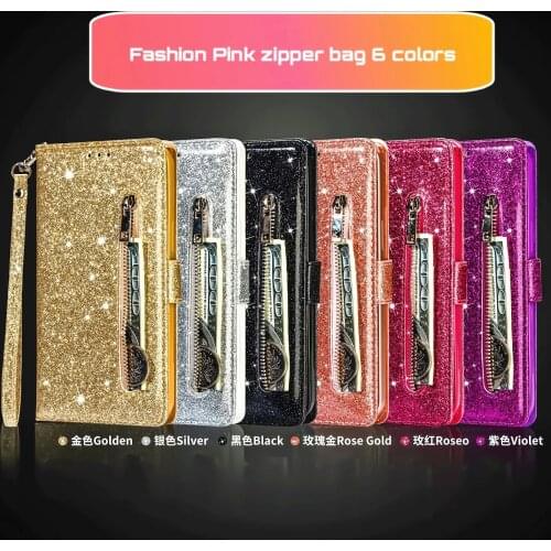 Fashion Glitter Leather Wallet Card Slots Flip Case Cover For Huawei P30 P40 P20 Lite Pro Y6 Y7 P Smsrt 2019 Mate 20 10 Lite