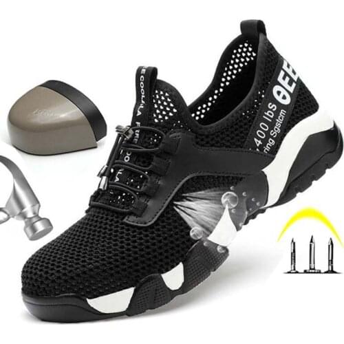 Mens Steel Toe Cap Anti-Smashing And Puncture-Proof Safety Shoes Summer Breathable Light And Comfortable Work Boots