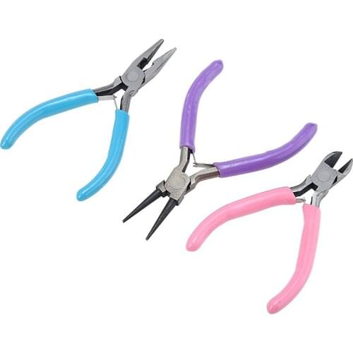 3Pcs Metal Jewellery Pliers Set Beading Round Mini Nose Flat Jewelry Plier DIY Jewelry Necklace Making Hand Tool