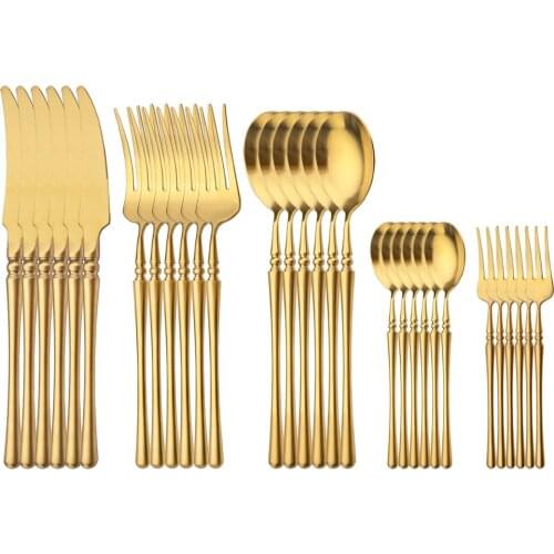 Dinnerware 30/24PCS Flatware Set Luxury Cutlery Steel Set Quality Tableware Dinner Knife Fork Coffee Spoons Teaspoons Silverware