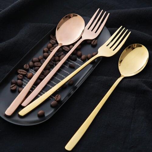 TUUTH 2Pcs/set Stainless Steel Golden Cutlery Set Dinnerware Steak Cutlery Western Tableware Fork Dinner Tools