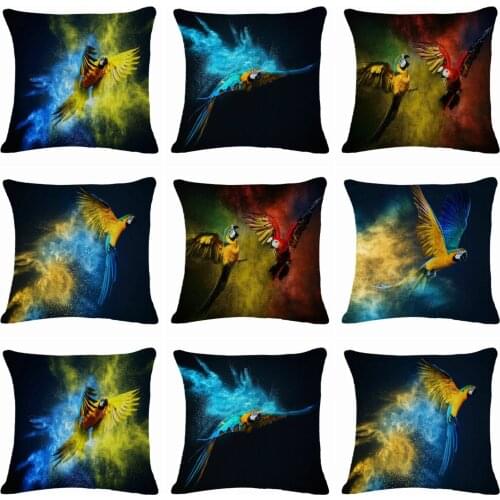 Parrot fly Pillow Case Throw Pillowcase Cotton Linen Printed Pillow Covers For Office Home Free