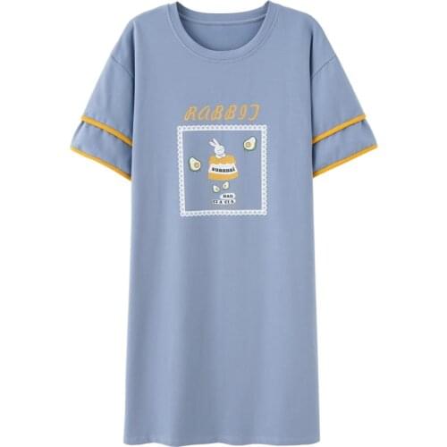 Night Dress Women Sleepwear Pijama Set Cotton Homewear Short-sleeved Nighties for Ladies Female Clothes Plus Size