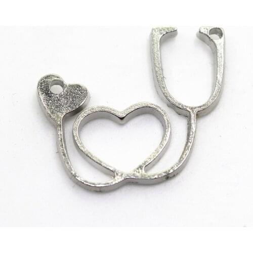 Wholesale 20pcs/lot Silver Medical stethoscope charm pendants dangle charms DIY bracelets hanging charms jewelry accessories