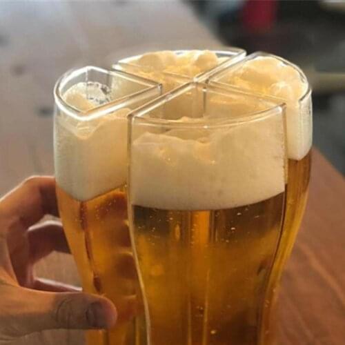 Separable 4 Part Large Capacity Thick Clear Beer Glasses Mug Cup for Club Bar