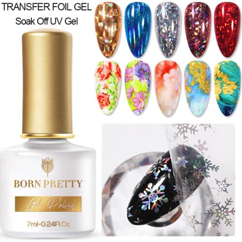 BORN PRETTY 6ml/7ml Transfer Foil Gel Nail Polish Adhesive Sticker Nail Glue Soak Off UV Printing Gel Varnish Manicure Gel