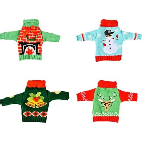 Merry Christmas Clothes Red Wine Cover Table Holiday Setting Red Wine Bottle Bag Home Dinner Party Decoration Wine Cover