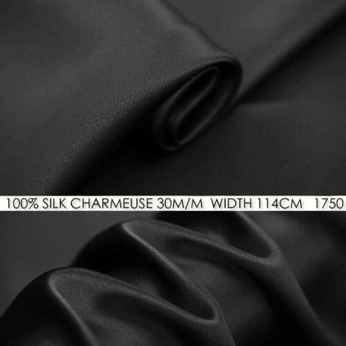 CISULI SILK CHARMEUSE SATIN 114cm width 30momme/100% Pure Silk Fabric/Wedding Dress Sewing Fabric Suppliers Dark Gray NO 1750
