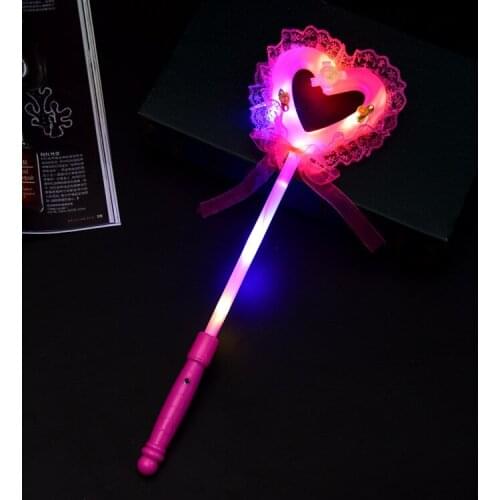 Manufacturers sell luminous fairy sticks flash magic wand dance performance peach heart princess stick stand luminous toys